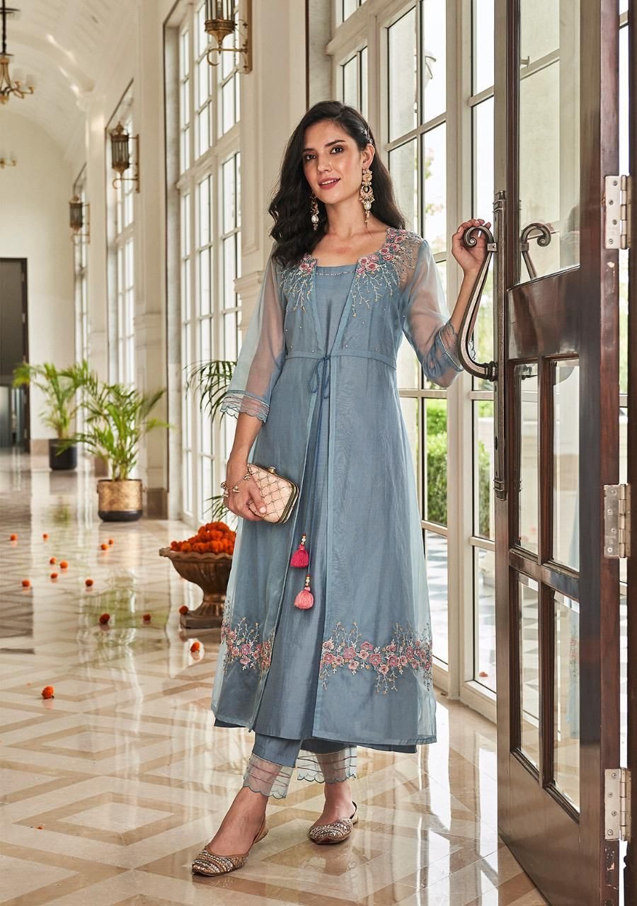 Buy Royal Blue Kurti With Printed Buttis And Floral Motifs On The Hemline  Online  Kalki Fashion