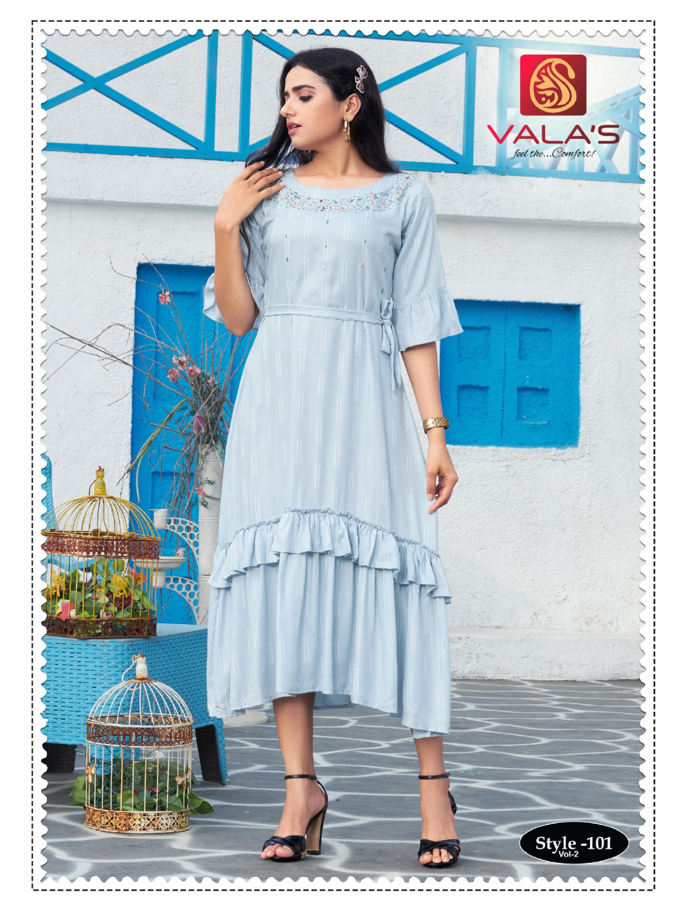 Valas Vanilla Vol 6 Designer Long Kurtis Catalog Lowest Pric