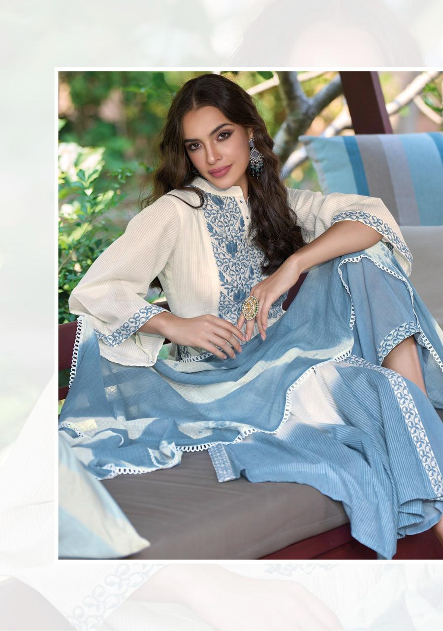 Kailee Chandani Pure Cotton Nayra Cut Kurti With Plazzo And Dupatta For